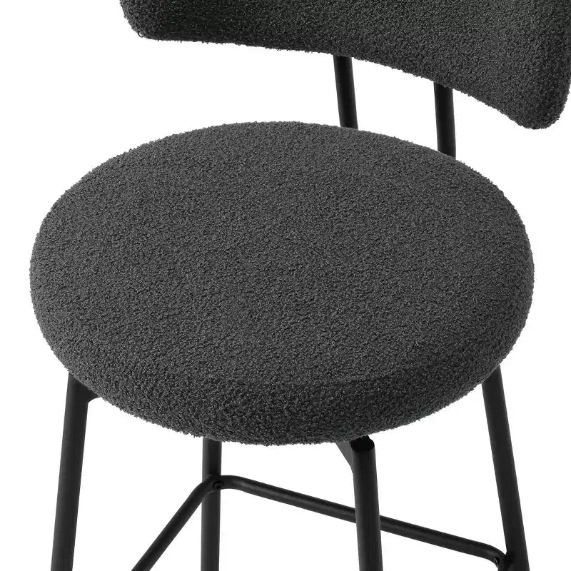 WestinTrends Alexandria Tabourets de bar à hauteur de comptoir modernes en tissu imitation fourrure de mouton avec dossier (lot de 2)