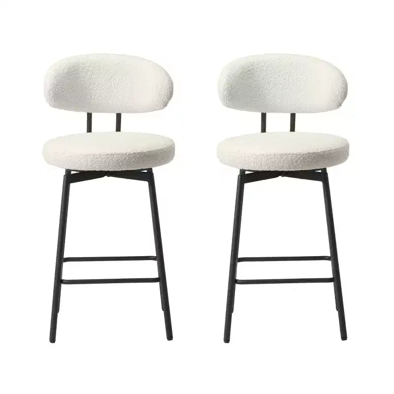 WestinTrends Alexandria Tabourets de bar à hauteur de comptoir modernes en tissu imitation fourrure de mouton avec dossier (lot de 2)