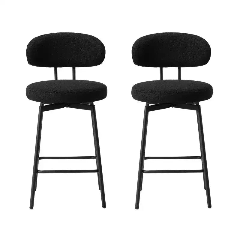 WestinTrends Alexandria Tabourets de bar à hauteur de comptoir modernes en tissu imitation fourrure de mouton avec dossier (lot de 2)