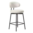 WestinTrends Alexandria Tabourets de bar à hauteur de comptoir modernes en tissu imitation fourrure de mouton avec dossier (lot de 2)