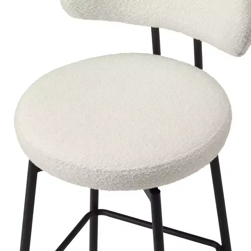 WestinTrends Alexandria Tabourets de bar à hauteur de comptoir modernes en tissu imitation fourrure de mouton avec dossier (lot de 2)
