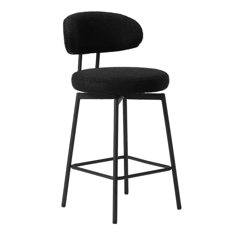 WestinTrends Alexandria Tabourets de bar à hauteur de comptoir modernes en tissu imitation fourrure de mouton avec dossier (lot de 2)