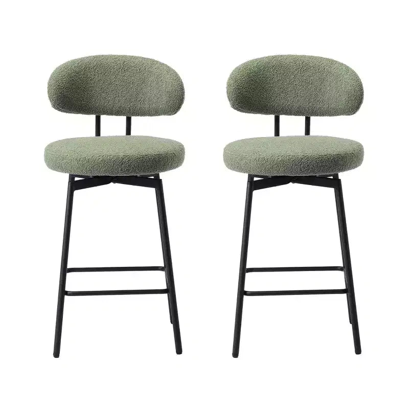 WestinTrends Alexandria Tabourets de bar à hauteur de comptoir modernes en tissu imitation fourrure de mouton avec dossier (lot de 2)