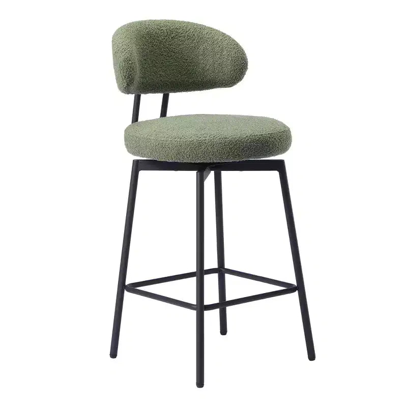 WestinTrends Alexandria Tabourets de bar à hauteur de comptoir modernes en tissu imitation fourrure de mouton avec dossier (lot de 2)
