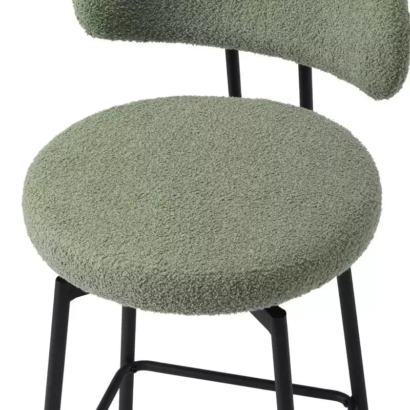 WestinTrends Alexandria Tabourets de bar à hauteur de comptoir modernes en tissu imitation fourrure de mouton avec dossier (lot de 2)