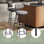 WestinTrends Alexandria Tabourets de bar à hauteur de comptoir modernes en tissu imitation fourrure de mouton avec dossier (lot de 2)