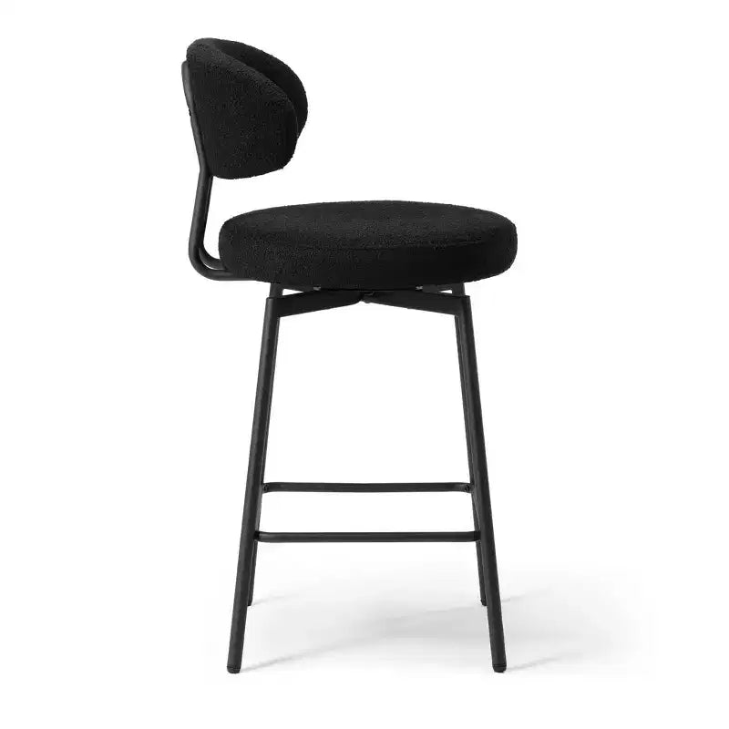 WestinTrends Alexandria Tabourets de bar à hauteur de comptoir modernes en tissu imitation fourrure de mouton avec dossier (lot de 2)