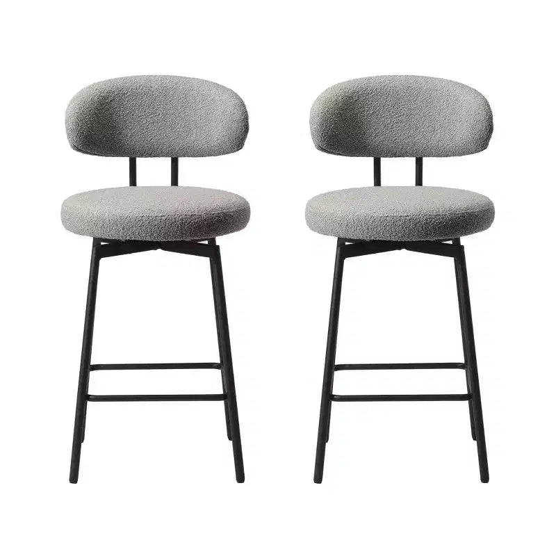WestinTrends Alexandria Tabourets de bar à hauteur de comptoir modernes en tissu imitation fourrure de mouton avec dossier (lot de 2)