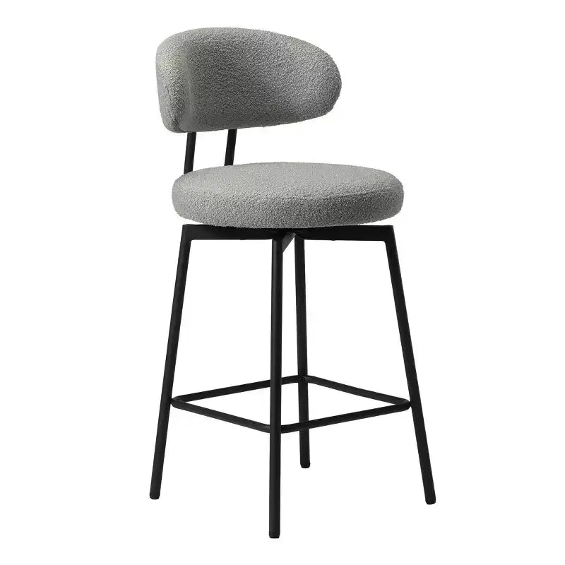 WestinTrends Alexandria Tabourets de bar à hauteur de comptoir modernes en tissu imitation fourrure de mouton avec dossier (lot de 2)