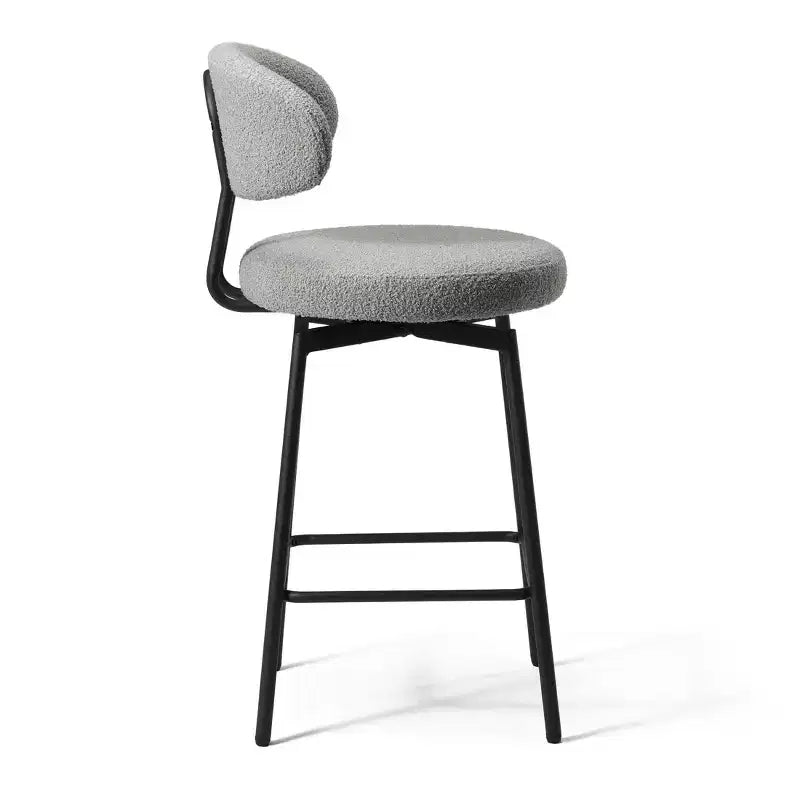 WestinTrends Alexandria Tabourets de bar à hauteur de comptoir modernes en tissu imitation fourrure de mouton avec dossier (lot de 2)