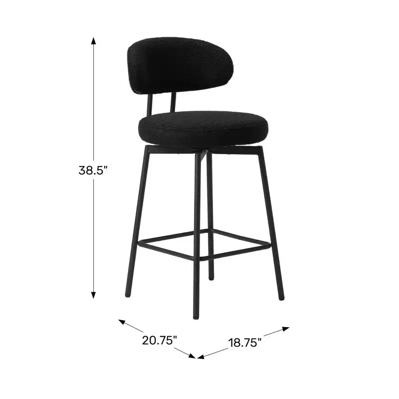 WestinTrends Alexandria Tabourets de bar à hauteur de comptoir modernes en tissu imitation fourrure de mouton avec dossier (lot de 2)