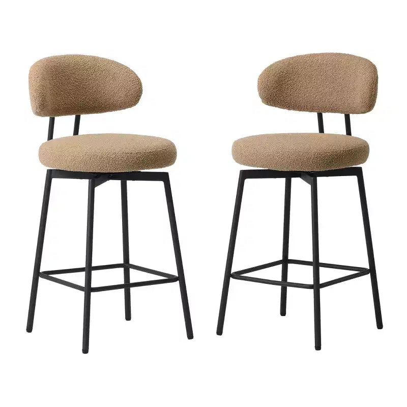 WestinTrends Alexandria Tabourets de bar à hauteur de comptoir modernes en tissu imitation fourrure de mouton avec dossier (lot de 2)