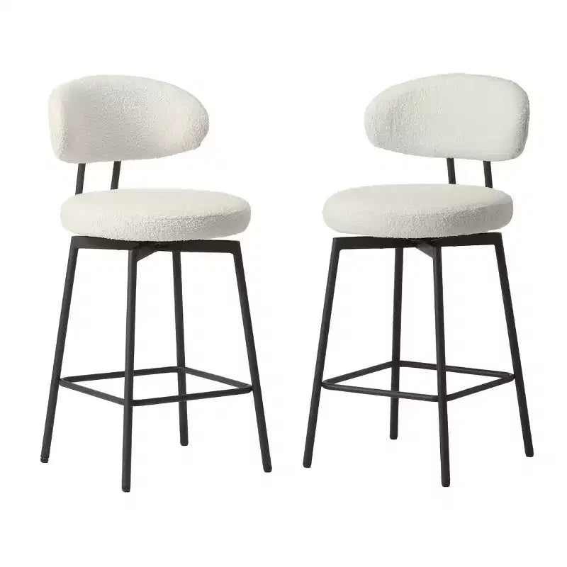 WestinTrends Alexandria Tabourets de bar à hauteur de comptoir modernes en tissu imitation fourrure de mouton avec dossier (lot de 2)