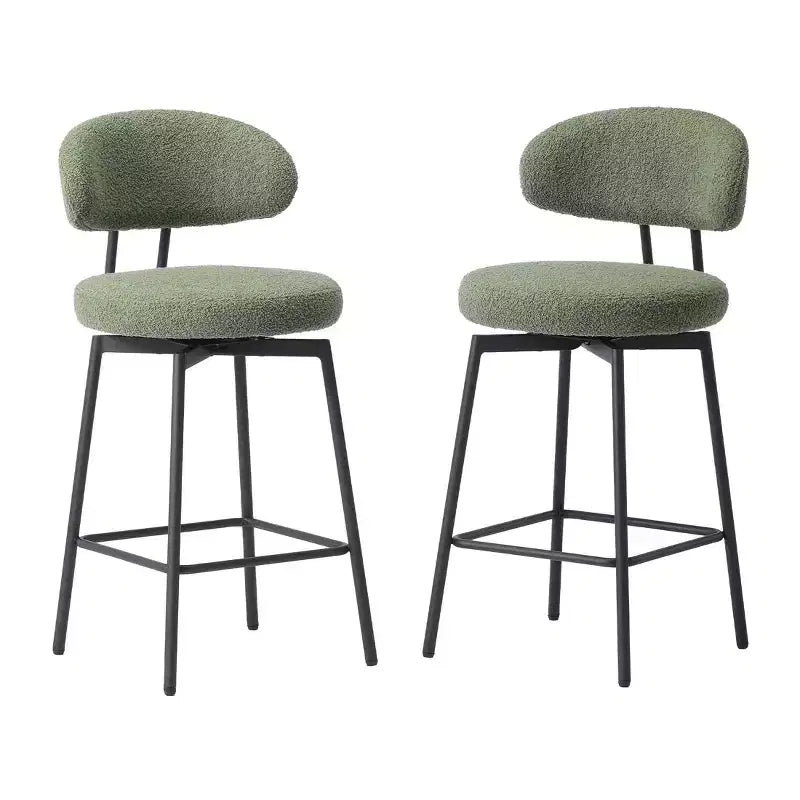 WestinTrends Alexandria Tabourets de bar à hauteur de comptoir modernes en tissu imitation fourrure de mouton avec dossier (lot de 2)