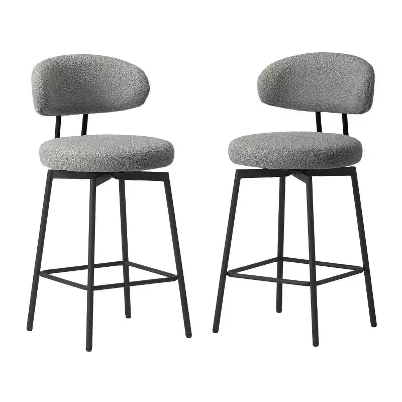 WestinTrends Alexandria Tabourets de bar à hauteur de comptoir modernes en tissu imitation fourrure de mouton avec dossier (lot de 2)