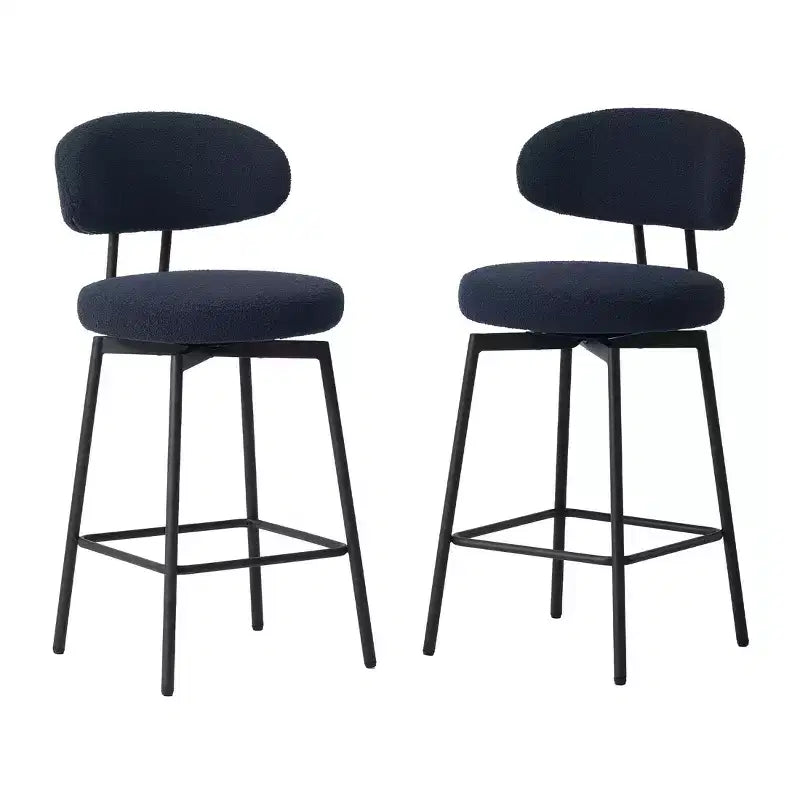WestinTrends Alexandria Tabourets de bar à hauteur de comptoir modernes en tissu imitation fourrure de mouton avec dossier (lot de 2)