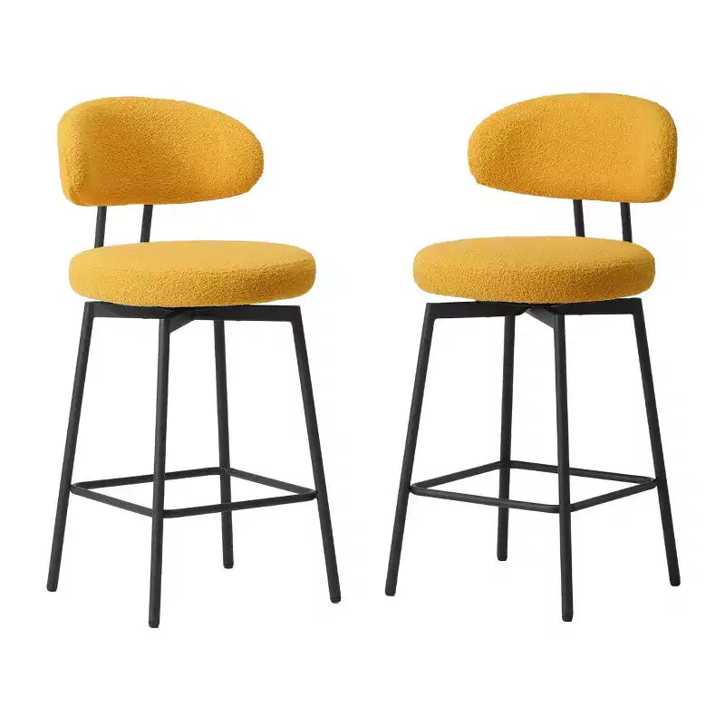 WestinTrends Alexandria Tabourets de bar à hauteur de comptoir modernes en tissu imitation fourrure de mouton avec dossier (lot de 2)