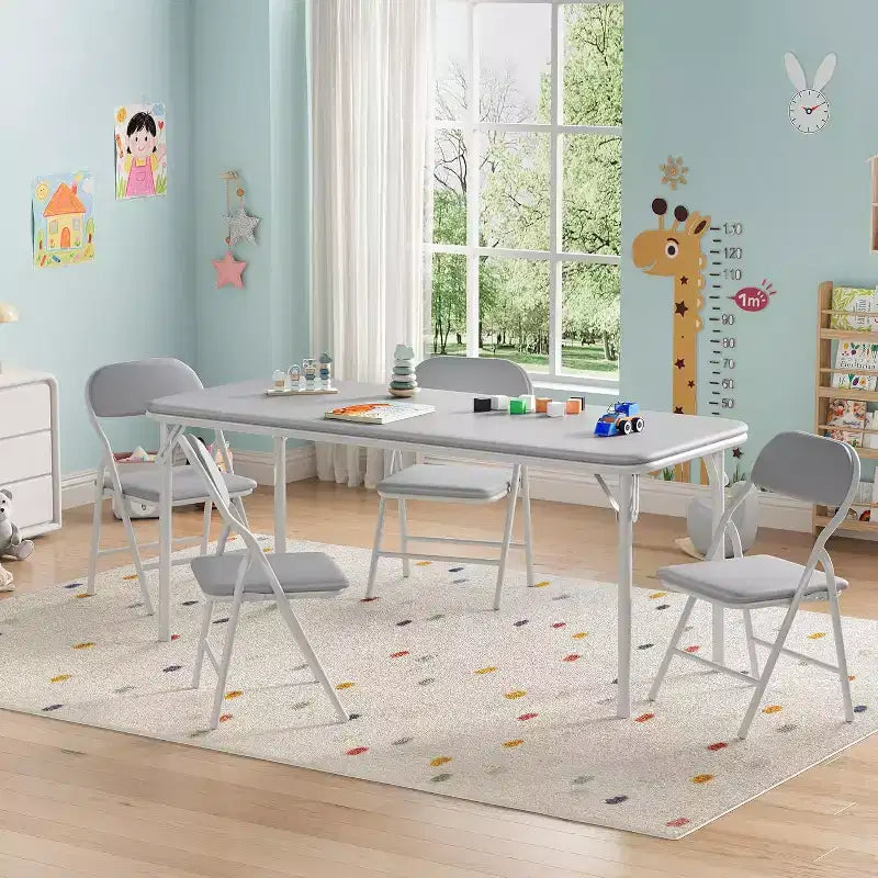 Ensemble table et chaises pliantes 5 pièces pour enfants, ensemble table et chaises d'activités pour tout-petits pour salle à manger, garderie, salles de classe