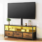 Meuble TV VEVOR 52 po avec support pour téléviseurs jusqu'à 75 po, centre de divertissement avec prise de courant, console TV réglable en hauteur, marron