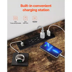 Meuble TV VEVOR 52 po avec support pour téléviseurs jusqu'à 75 po, centre de divertissement avec prise de courant, console TV réglable en hauteur, marron