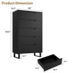 5 Commodes pour Chambre à Coucher, Commode Haute 47", Commode Verticale avec Rangement Autoportante, Commode de Rangement en Bois pour Salon, Entrée, Blanc