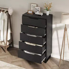 5 Commodes pour Chambre à Coucher, Commode Haute 47", Commode Verticale avec Rangement Autoportante, Commode de Rangement en Bois pour Salon, Entrée, Blanc