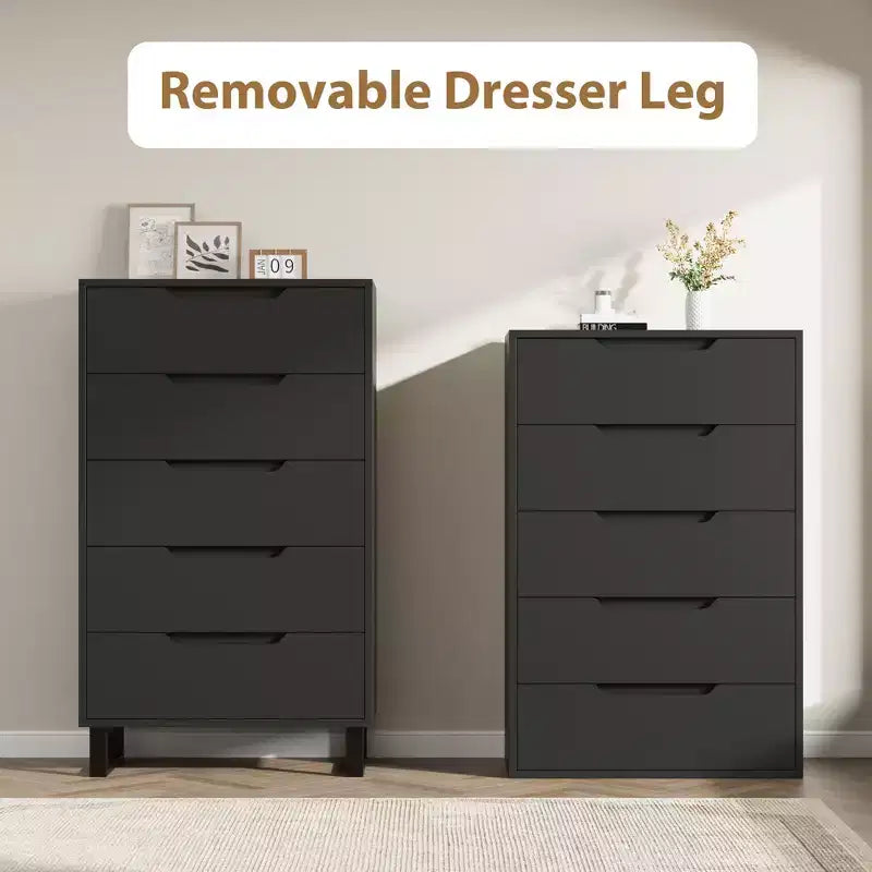 5 Commodes pour Chambre à Coucher, Commode Haute 47", Commode Verticale avec Rangement Autoportante, Commode de Rangement en Bois pour Salon, Entrée, Blanc