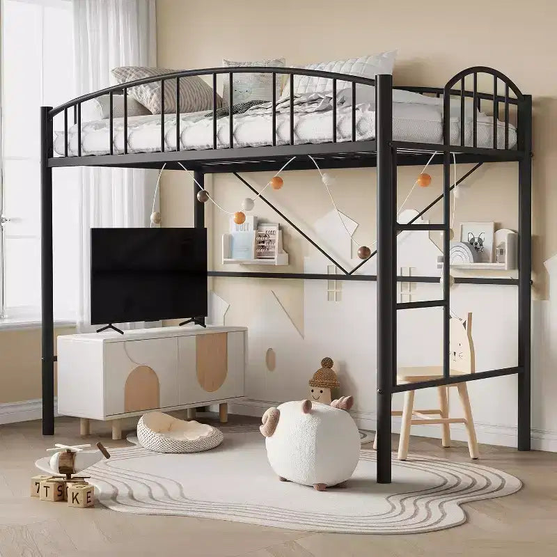 Lit mezzanine double Acekool – Gain de place avec garde-corps de sécurité