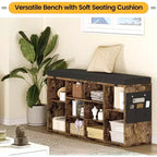 Banc de rangement pour chaussures GustoWave avec coussin, étagère à chaussures 10 casiers, étagères réglables, banc organisateur de chaussures multifonctionnel pour entrée, vestiaire, couloir