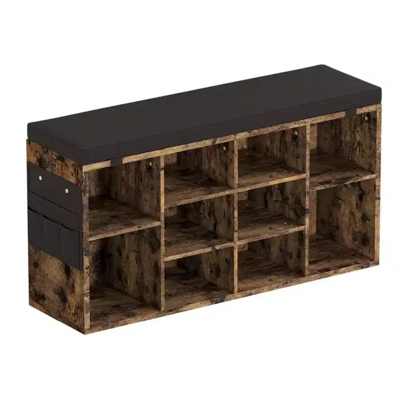 Banc de rangement pour chaussures GustoWave avec coussin, étagère à chaussures 10 casiers, étagères réglables, banc organisateur de chaussures multifonctionnel pour entrée, vestiaire, couloir