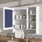 Meuble de rangement mural 2 en 1 de 76 cm avec miroir et étagère réglable, organisateur de chambre à coucher