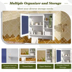 Meuble de rangement mural 2 en 1 de 76 cm avec miroir et étagère réglable, organisateur de chambre à coucher