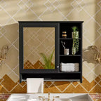 Meuble de rangement mural 2 en 1 de 76 cm avec miroir et étagère réglable, organisateur de chambre à coucher