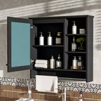 Meuble de rangement mural 2 en 1 de 76 cm avec miroir et étagère réglable, organisateur de chambre à coucher