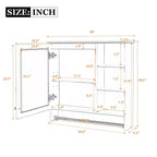 Meuble de rangement mural 2 en 1 de 76 cm avec miroir et étagère réglable, organisateur de chambre à coucher