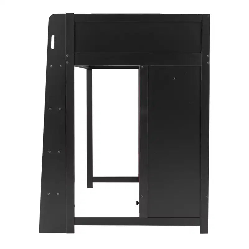 Lit mezzanine de jeu simple/double avec bureau intégré, armoire, LED et un tiroir, cadre en bois de pin, noir - ModernLuxe