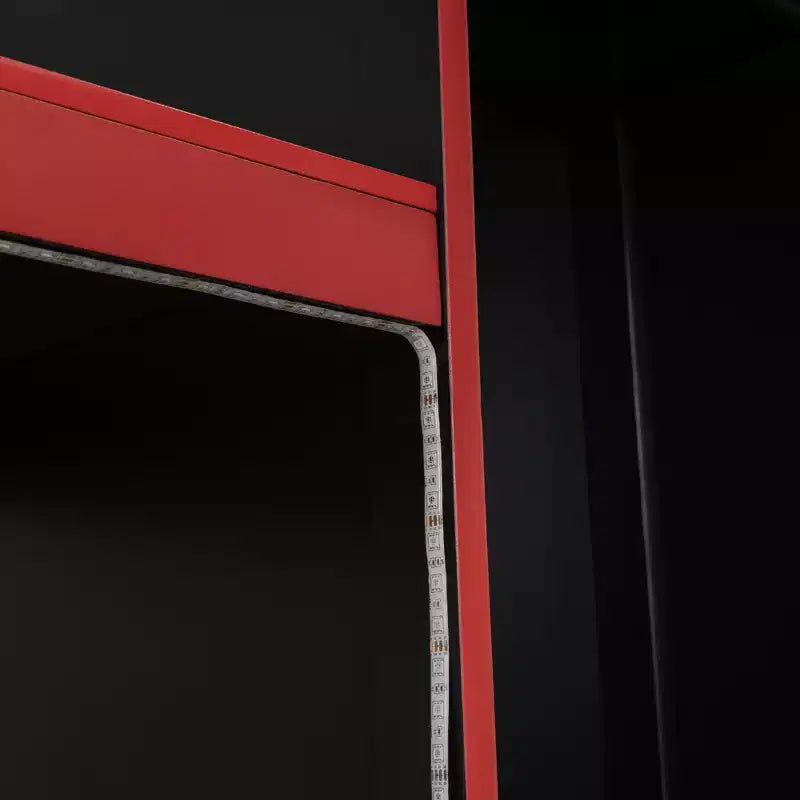 Lit mezzanine de jeu simple/double avec bureau intégré, armoire, LED et un tiroir, cadre en bois de pin, noir - ModernLuxe