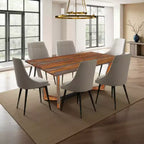 Table à manger rectangulaire Royal Hampton de 170 cm en bois de Sesham avec piètement tréteau en métal noir