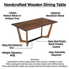 Table à manger rectangulaire Royal Hampton de 170 cm en bois de Sesham avec piètement tréteau en métal noir