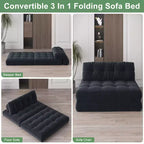 Canapé-lit pliable, canapé-futon, canapé-lit pliable pour salon, fauteuil convertible avec oreiller matelas pliable et soutien dorsal