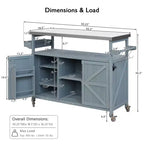 CLIHOME Îlot de cuisine d'extérieur, chariot de bar roulant et armoire de rangement, table de barbecue d'extérieur de style ferme avec plateau en acier inoxydable, porte-serviettes