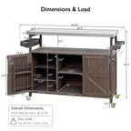 CLIHOME Îlot de cuisine d'extérieur, chariot de bar roulant et armoire de rangement, table de barbecue d'extérieur de style ferme avec plateau en acier inoxydable, porte-serviettes