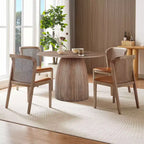 Table à manger ronde en bois Okak - Table de cuisine moderne avec plateau circulaire pour salle à manger, restaurant
