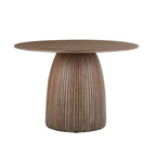 Table à manger ronde en bois Okak - Table de cuisine moderne avec plateau circulaire pour salle à manger, restaurant
