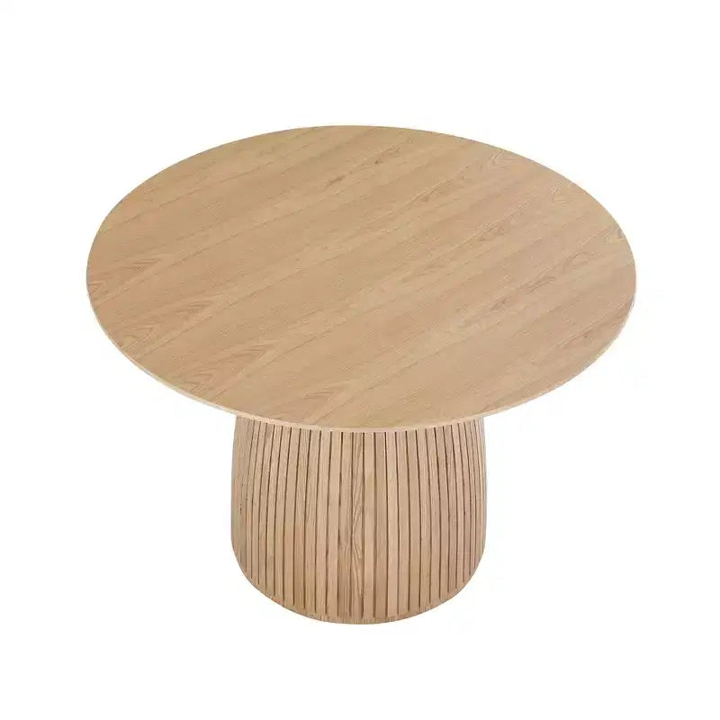 Table à manger ronde en bois Okak - Table de cuisine moderne avec plateau circulaire pour salle à manger, restaurant