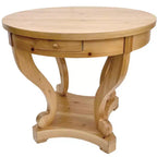 Table de salle à manger ronde Okak avec pieds incurvés, table de cuisine style ferme, petite table basse pour salle à manger