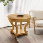 Table de salle à manger ronde Okak avec pieds incurvés, table de cuisine style ferme, petite table basse pour salle à manger