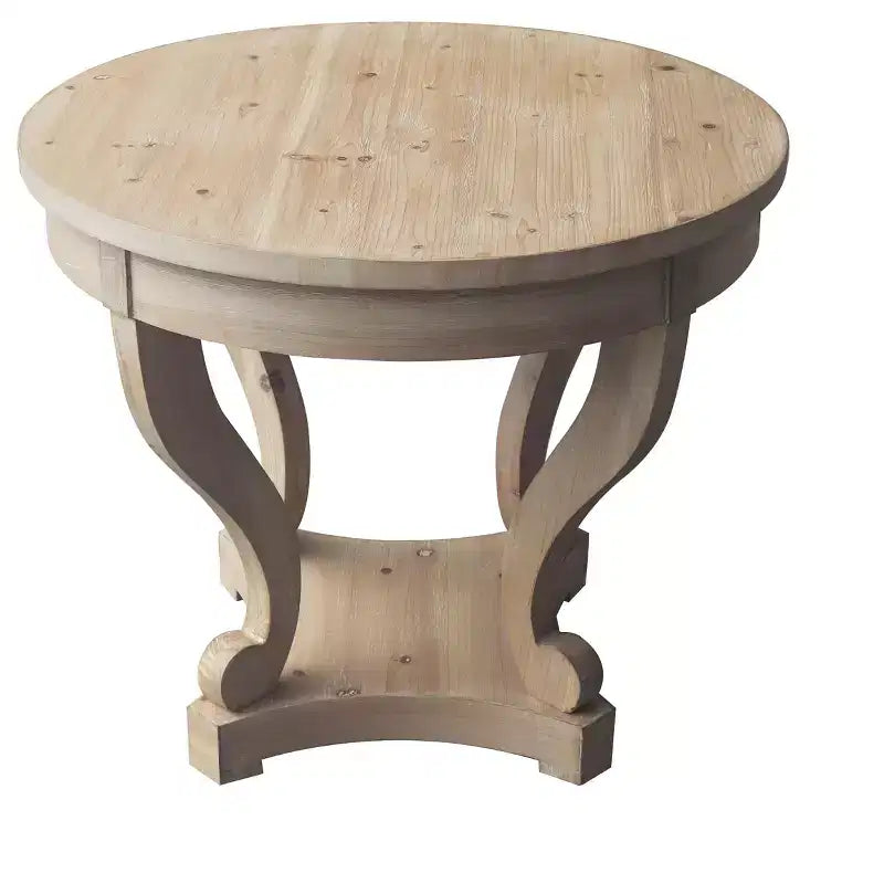 Table de salle à manger ronde Okak avec pieds incurvés, table de cuisine style ferme, petite table basse pour salle à manger