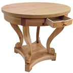 Table de salle à manger ronde Okak avec pieds incurvés, table de cuisine style ferme, petite table basse pour salle à manger