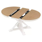 Table à manger extensible Okak moderne du milieu du siècle, table de cuisine ronde avec rallonge de 30 cm pour 4 à 6 personnes